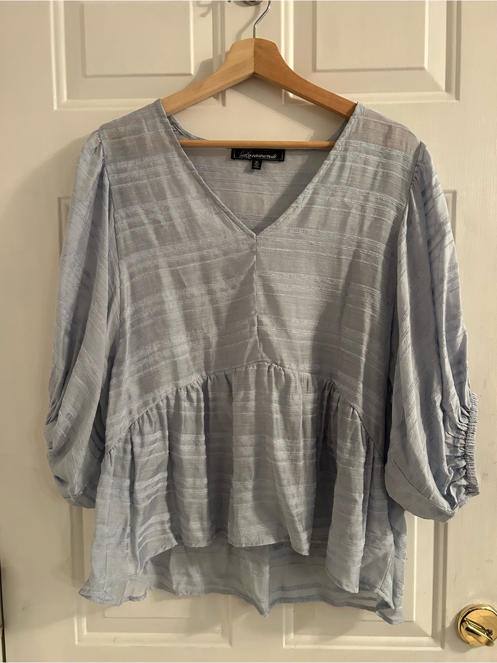 Light Blue V-Neck Peplum Tunic Top